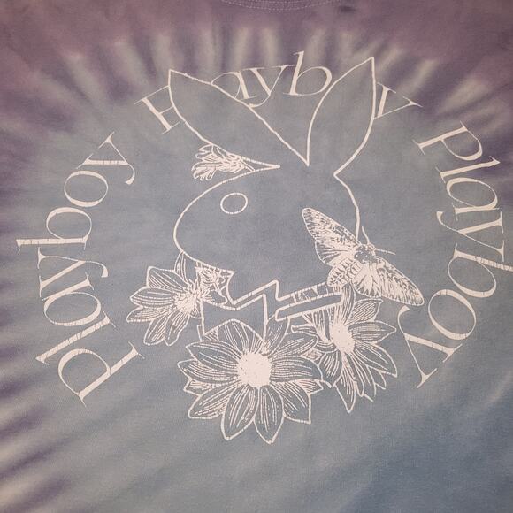 Playboy Bunny Tie Dye Tee Flower Men's Large Throwback Short Sleeve T-Shirt - Picture 6 of 7